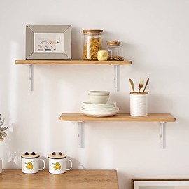 Shelf Brackets 16 Inch, Heavy Duty 90 Degree Floating Wall Shelves Brackets Triangle Shelf Brackets, Solid Stainless Steel Decorative Angle Brackets, 2-Pack (White)