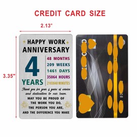 Richesele 4 Years Work Service Card - Thank You 4 Years Work Gifts - Happy 4th Work Anniversary Credit Card Size Keepsake