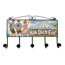 speecheese Bavarian Tracht Hak Dich A Coat Hook Rail with 5 Hooks for the Wall Nostalgic - Costume Decoration Hook Rail