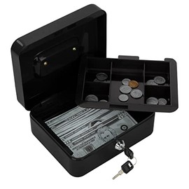 Sgorlds Cash Box with Key, 7.87"*6.30"*3.54", Black