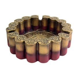 DWK 12 Gauge Shotgun Shell Round Ashtray, 4.5" Diameter, Brown, Country Rustic Style