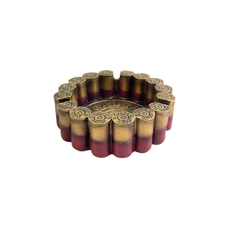 DWK 12 Gauge Shotgun Shell Round Ashtray, 4.5" Diameter, Brown,