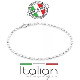 BellaDonna Italian 925 Sterling Silver Sparkle Mirror Link Chain Bracelet Women 7.5 in New