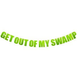 fKiZanthene Get Out of My Swamp Party Banner, Green Decorative Banner for Outdoor Events, Garden Parties & House Warmings​