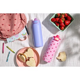 Ello Kids Pop & Fill 18oz Stainless Steel Water Bottle with Quick Fill Technology, Double-Wall Vacuum Insulation, Leak Proof Locking Lid, Sip & Chug, BPA Free, Gifts for Girls Boys, Lavender Fields