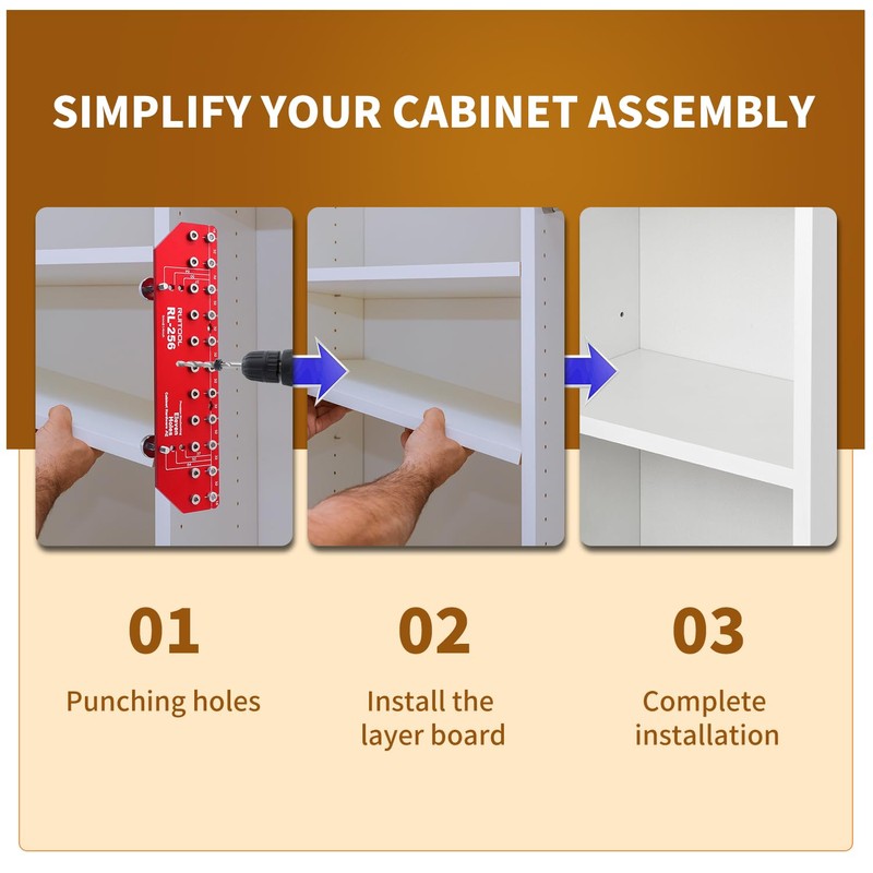 RUITOOL Shelf Pin Jig 11 Holes, Self-contained Clamping Function All