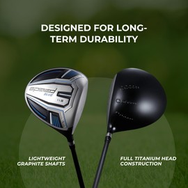 Speed Titanium Driver Golf Club, 10°, 11.5°, 12.5° Loft (Right & Left Handed), Lightweight Graphite Shaft, Oversized Sweet Spot, Aerodynamic, USGA Conforming Mens Golf Driver + Deluxe Headcover