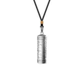 Collar de urna para cenizas, recuerdo conmemorativo de cremación de cenizas, colgante de plata de ley 925, mandala Maha Pratisara Budismo Mantra Shurangama Mantra Joyería, Plata, Sin piedra preciosa