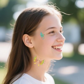 Waterproof and Durable Butterfly Tattoo Stickers, Eyebrow Centre Stickers for Children, Forehead and Face Painted Stickers, Holiday Birthday Parties, Music Festival Make-up, 6 Sheets