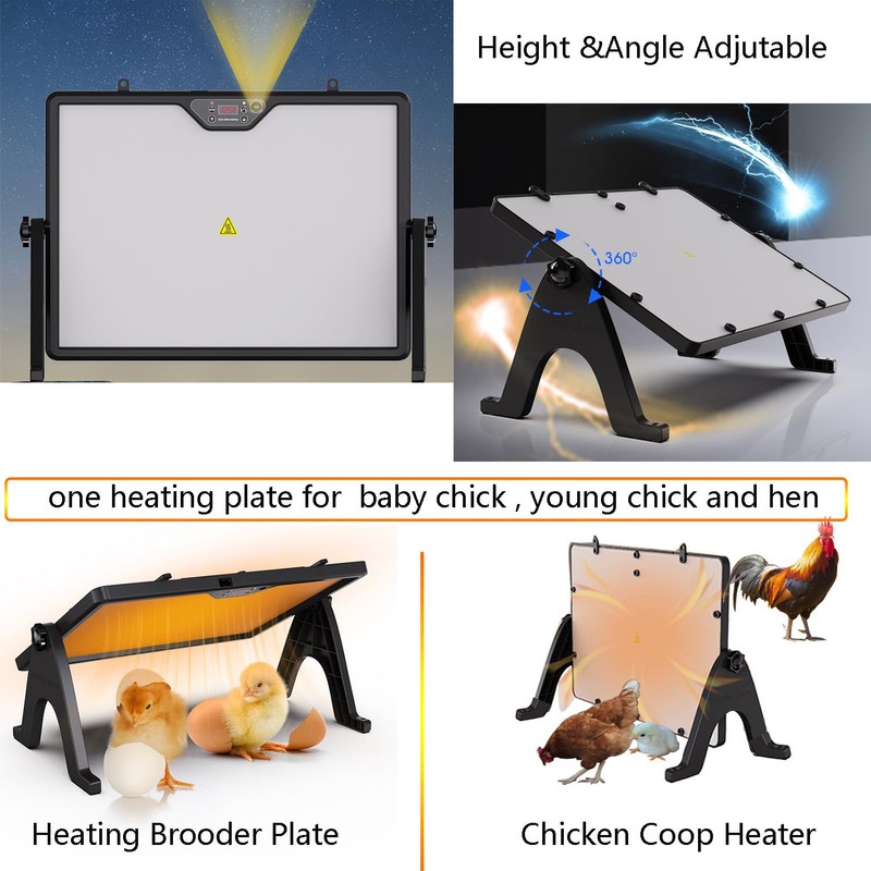 TAFALAA Smart Chick brooder Heating Plate for Chick 12"x16"Warmer Rotating