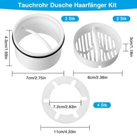 Realure Set of 2 Immersion Pipe Shower Hair Catcher, Hair Strainer Shower Compatible with Drain Fitting, Replacement Immersion Pipe Hair Catcher Shower, Compatible 6960, 6963, 6961, 6962 Hair Filter