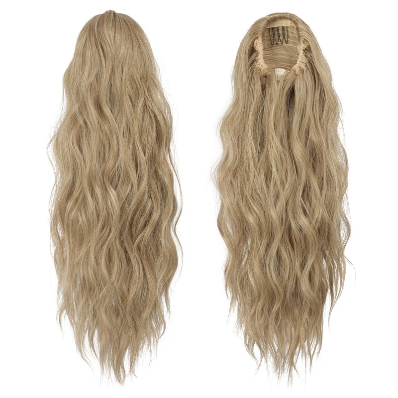 FESHFEN Ponytail Extensions, Drawstring Ponytails Hair Extension Blonde & Ash