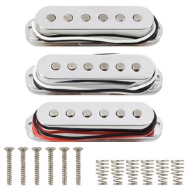 Domofa Alnico 5 Strat Pickup Single Coil Pickups Set SSS for Stratocaster Electric Guitar Replacement Part (Chrome)