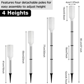 Macarrie 6 Pcs Solar Powered Driveway Markers Driveway Lights Landscape Driveway Reflectors on Poles for Snow Road Outdoor Yard (White,37 Inch)