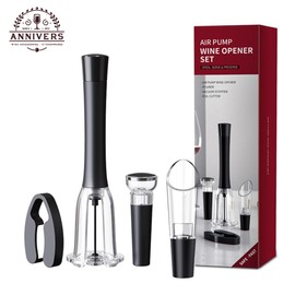 ANNIVERS Air Pressure Wine Bottle Opener Set Pump Wine Opener Kit, Vacuum Stopper, Aerator Pourer, Foil Cutter, Safe & Easy Cork Remover Keep Cork Intact for Gift, Ouvre Bouteille de Vin
