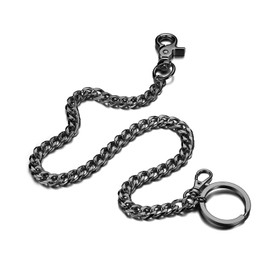 BOSHIYA Men's Stainless Steel Key Chain Trouser Chain 44 cm Long Wallet Chain Key Chain with Carabiner and Key Ring for Purse Key, black