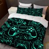 Sunnycitron Black Green Gamepad Gamer Comforter Set for Boys Gaming