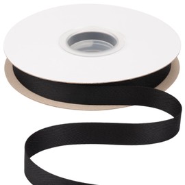 Ribbonitlux 5/8 Inch Tape Twill Ribbon - 25 Yard Soft Black Herringbone Bias Tape for DIY Craft, Sewing, Gift Wrapping, and Home Decor