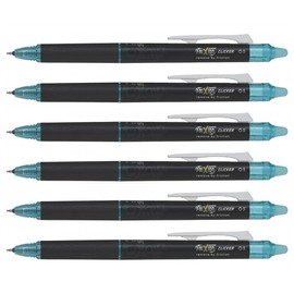 PILOT Erasable Frixion Dot Clicker Fine Point Rollerball Pen - Turquoise - Pack of 6