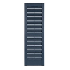 Perfect Shutters Premier Louver Exterior Decorative Shutter, 15" x 51", Bedford Blue