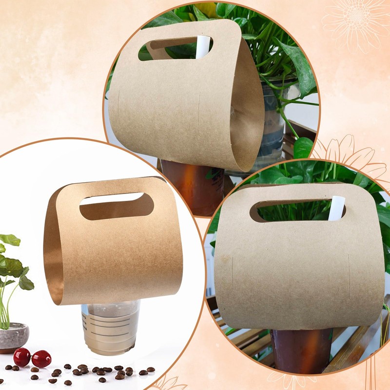 LiQunSweet 50 pcs Kraft Paper Cup Carrier Portable Disposable Holder