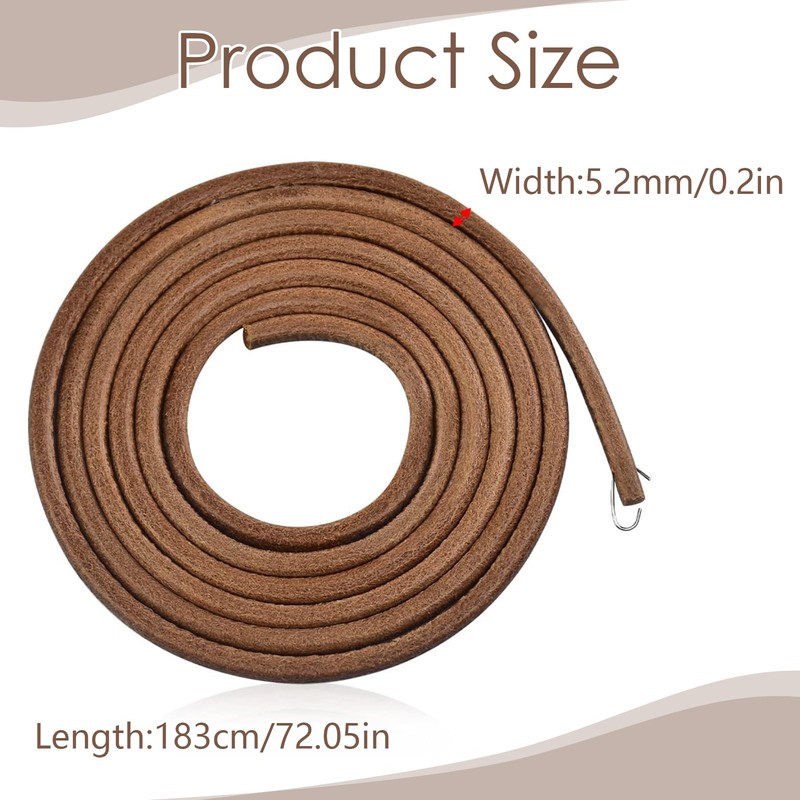72 Inch Sewing Machine Leather V-Belt with Hooks, Leather Strap