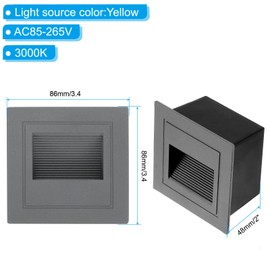 PATIKIL 3000K LED Step Light, 2 Pack 3W 120V Stair Light Aluminum Waterproof 105lm Dimmable Recessed Light for Indoor and Outdoor Fence Balcony,Yellow Gray