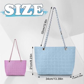 FuninCrea Women's Tote Bag Handbag with Zip and Removable Leather Chain Shoulder Strap, Shoulder Bag Women's Large Shopper Bag Women's Casual Women's Shopper, blue