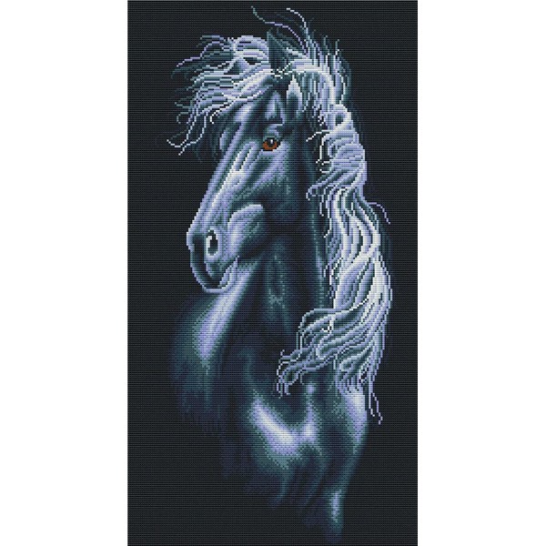 Abillyn Embroidery Cross Stitch Kits Black Horse Stamped with Printed