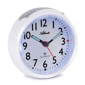 Atlanta 1850-0 Wireless Alarm Clock without Ticking with Night Light Analogue White