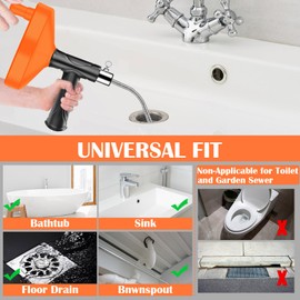 33 Feet Drain Snake Auger, Plumbing Snake Drain Hair Clog Removal Tool, Heavy Duty Toilet Snake Auger, Sink Unclogger Drain Cleaner Tool for Bathroom Kitchen Tub Shower Drain Clog Remover With Gloves