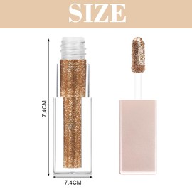 Liquid Eyeshadow, Glitter Metallic Eyeshadow for Brightening Eyes, Long-Lasting and Waterproof Liquid Eyeshadow with Sparkle Glitter, Smooth Shimmer Eye Makeup (Brown)