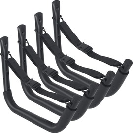 Kayak Storage Rack Kayak Wall Mount Heavy Duty Kayak Hooks with Straps 100 LB Capacity Sup Wall Rack Garage Hooks for Paddle Boards Surfboards Bikes Ladders SUP Snow Board- 4 Pack Black
