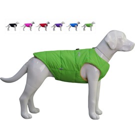 Dog Winter Jacket - Waterproof Windproof Vest, Super Warm Polar Fleece Clothes With Smooth Zipper Closure for Small Medium Large Dogs, Green, L