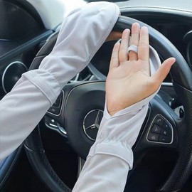 TR UV Protection Driving Cool Arm Sleeves with Hand Cover Summer Arm Sleeves Gray 3ea