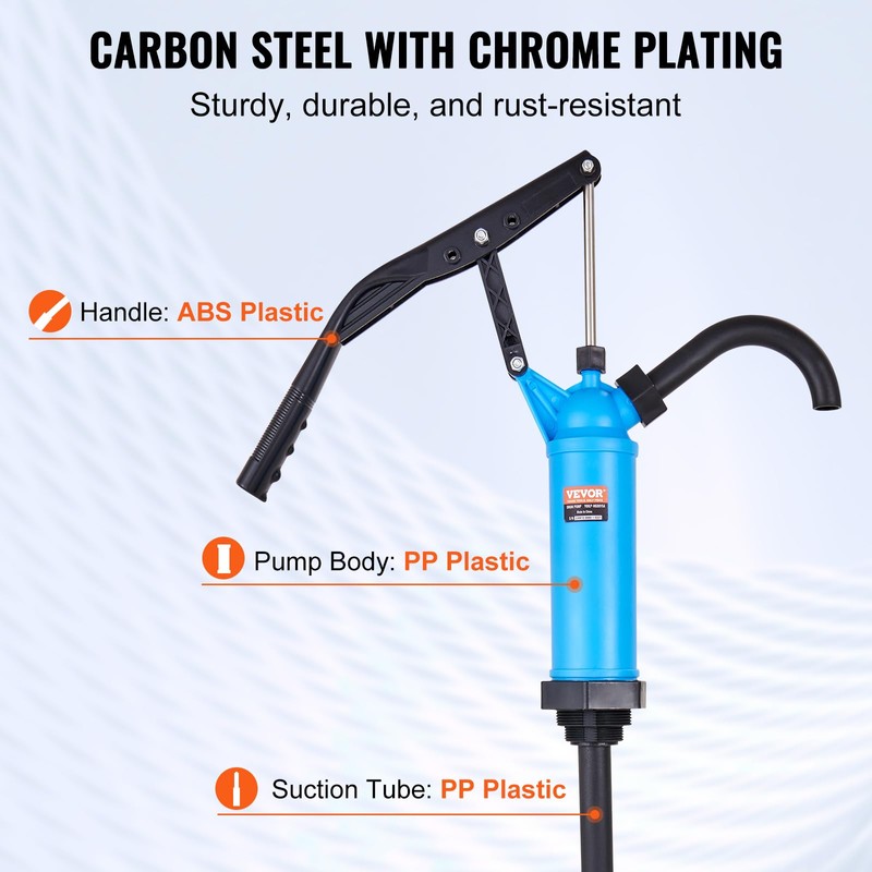 VEVOR Drum Pump, 9.5 oz. Per Stroke, Lever-Action Barrel Pump,