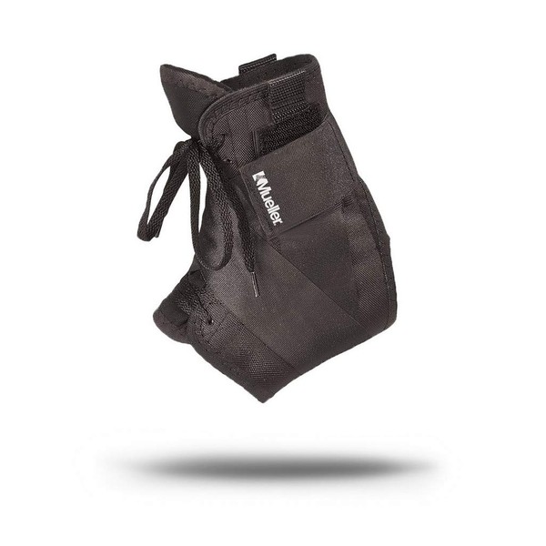Mueller Soft Ankle Brace with Straps, Black, Bagged, Small