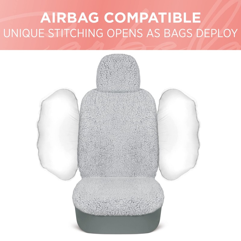 Carbella Plush Sherpa Fleece, 2 Pack Gray Seat Cover for