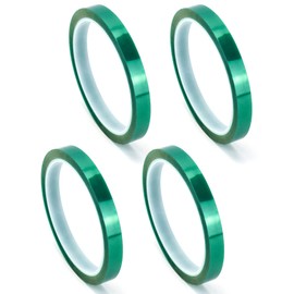 QWORK® 4 Rolls Heat Resistant Tape 10mm x 33m, PET High Temperature Tape Sublimation Tape for Electronics Printing Circuit Board Soldering Masking (Blue)