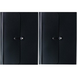 Pack of 2 A4 Document Folders, 13 Expanding Folder, Rainbow Folder, Accordion File Folder, A4 Document Bag, File Folder, A4 Folder, Portable Sorting Folder with Labels for Home Office, Black