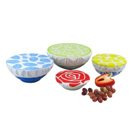 Reusable Cotton Bowl Covers Eco Friendly Pack of 4 Large Elasticated Covers