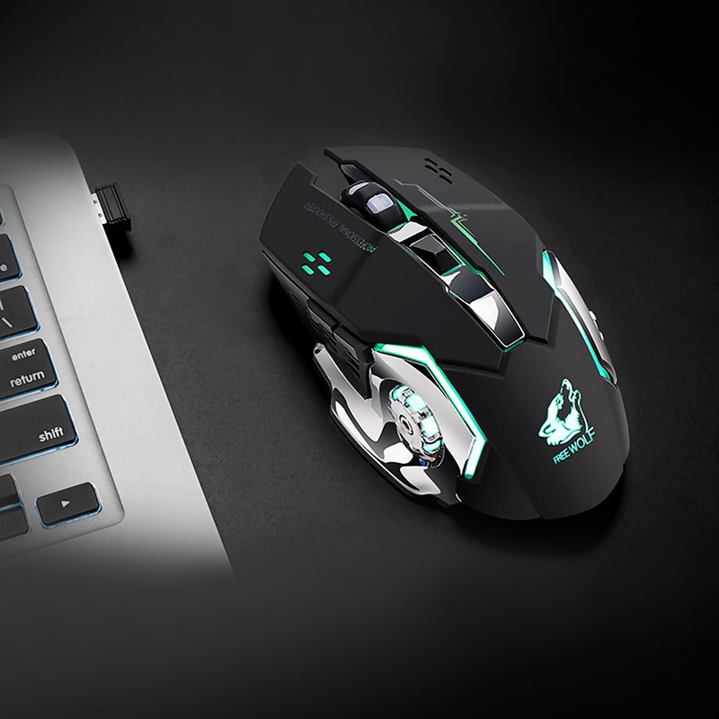 Rechargeable X8 Wireless Game Mouse Silent LED Backlit USB 1800DPI