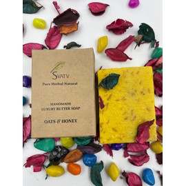 SVATV Handcrafted Soap with Oats & Honey, Soothing Herbs, Moisturised Skin, Traditional Ayurvedic Herbal Body Soap Bars for Men & Women, All Skin Types, 125 g