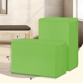 Yoga Block, EVA Foam Yoga Blocks 2 Pack, High Density & Non Slip Dance Blocks for Stretching and Toning, Fitness Accessories for Stability & Balance (Green)