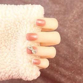 Anxncer 24 Pcs Nail Tips Short Cute Fashion Advanced Pastel Color and Lace Style Butterfly Nail