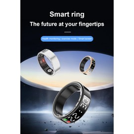 Smart Ring with LED Display, Smart Ring Fitness Tracker, IP68 Waterproof Fitness & Sleep Tracker for Women & Men with Charging Case, APP for iOS for Android, Gold (#12)