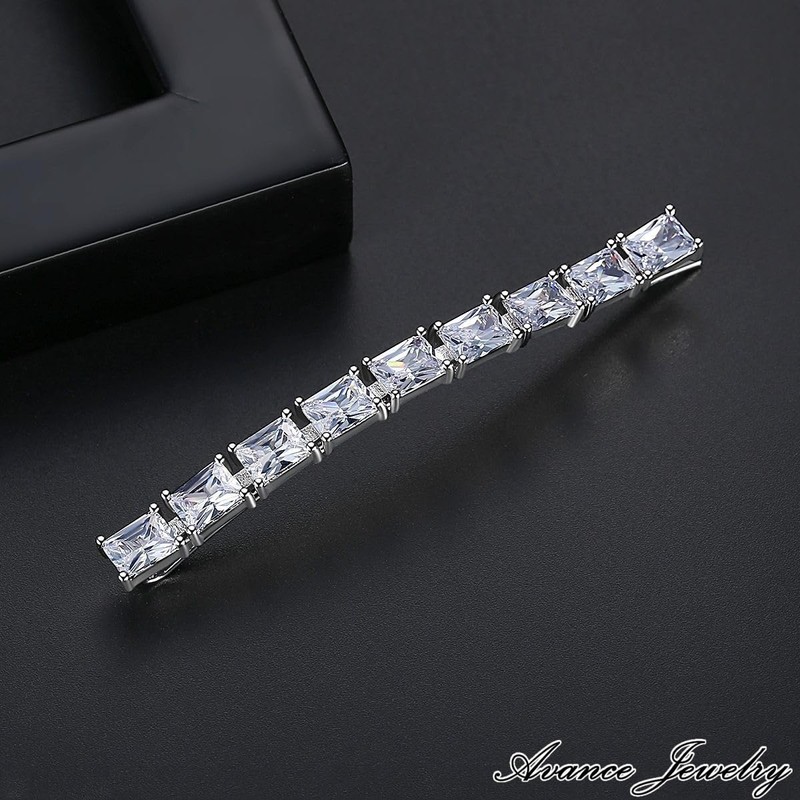 Hairpin Stone Silver Hair Accessory 1 Piece Zirconia Glitter Cute