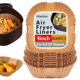 MAXTBEE 9 Inch Air Fryer Liners Disposable, 400Pcs Air Fryer Paper Liners, Oil-Proof & High-Temperature Resistant Parchment Baking Paper for Air Fryer, Microwave and Oven（Bottom Is 9 Inch）