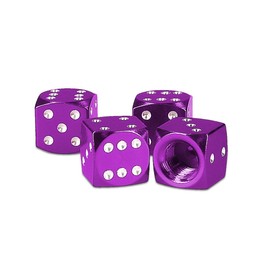 HERIS 4pcs Dice Style Tire Valve Stem Caps for Car Moto Bicycle Red Aluminum Alloy - Purple