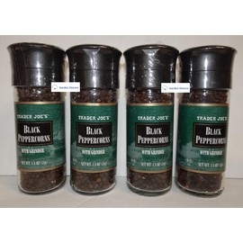 Trader Joe's Black Peppercorns with Built-in Grinder 1.8oz 51g (Four Bottles)